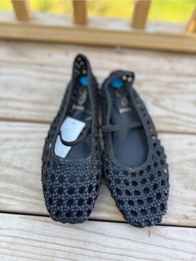 Joie Black Woven Mary Jane Flats
